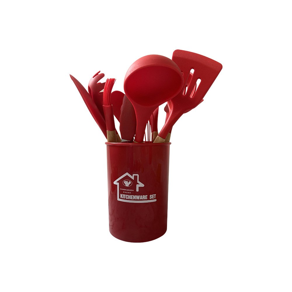 silicone cookware set 12 Pieces In 1 Set Silicone Kitchen Accessories Cooking Tools Kitchenware Utensils With Wooden Handles