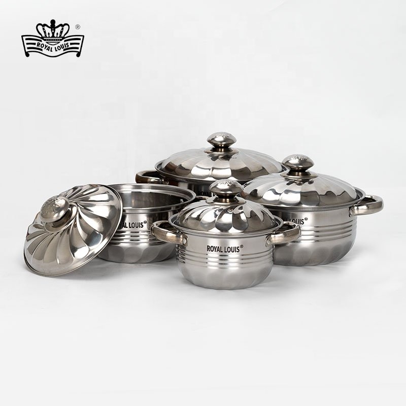 Royal Louis Hot Selling 8 Pcs Cooking Pot Set Stainless Steel Modern Cookware Sets Soup Stock Pots With SS Cover Panela