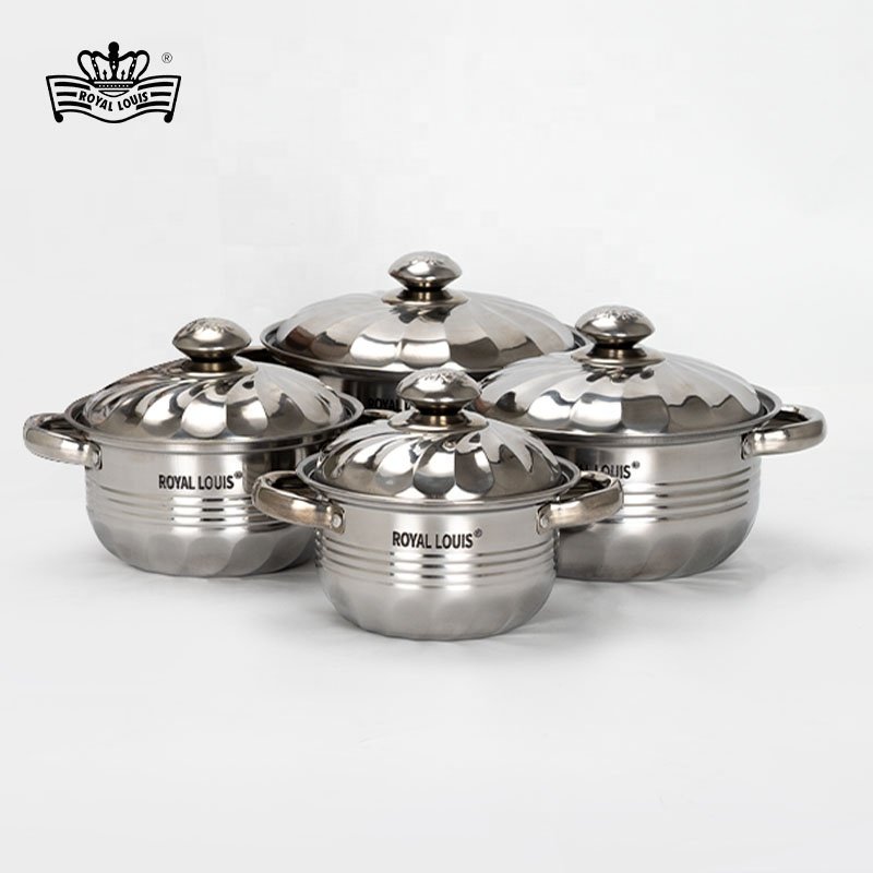 Royal Louis Hot Selling 8 Pcs Cooking Pot Set Stainless Steel Modern Cookware Sets Soup Stock Pots With SS Cover Panela
