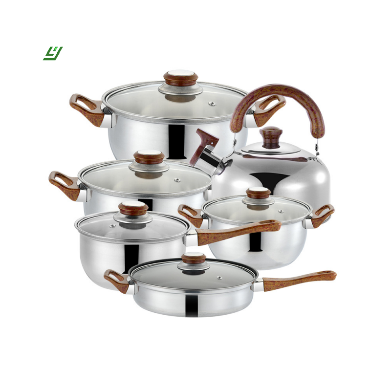New Design Custom Home Nonstick Cooking Cookware Set Saucepan German Stainless Steel Cookware Sets With Package For House Meal