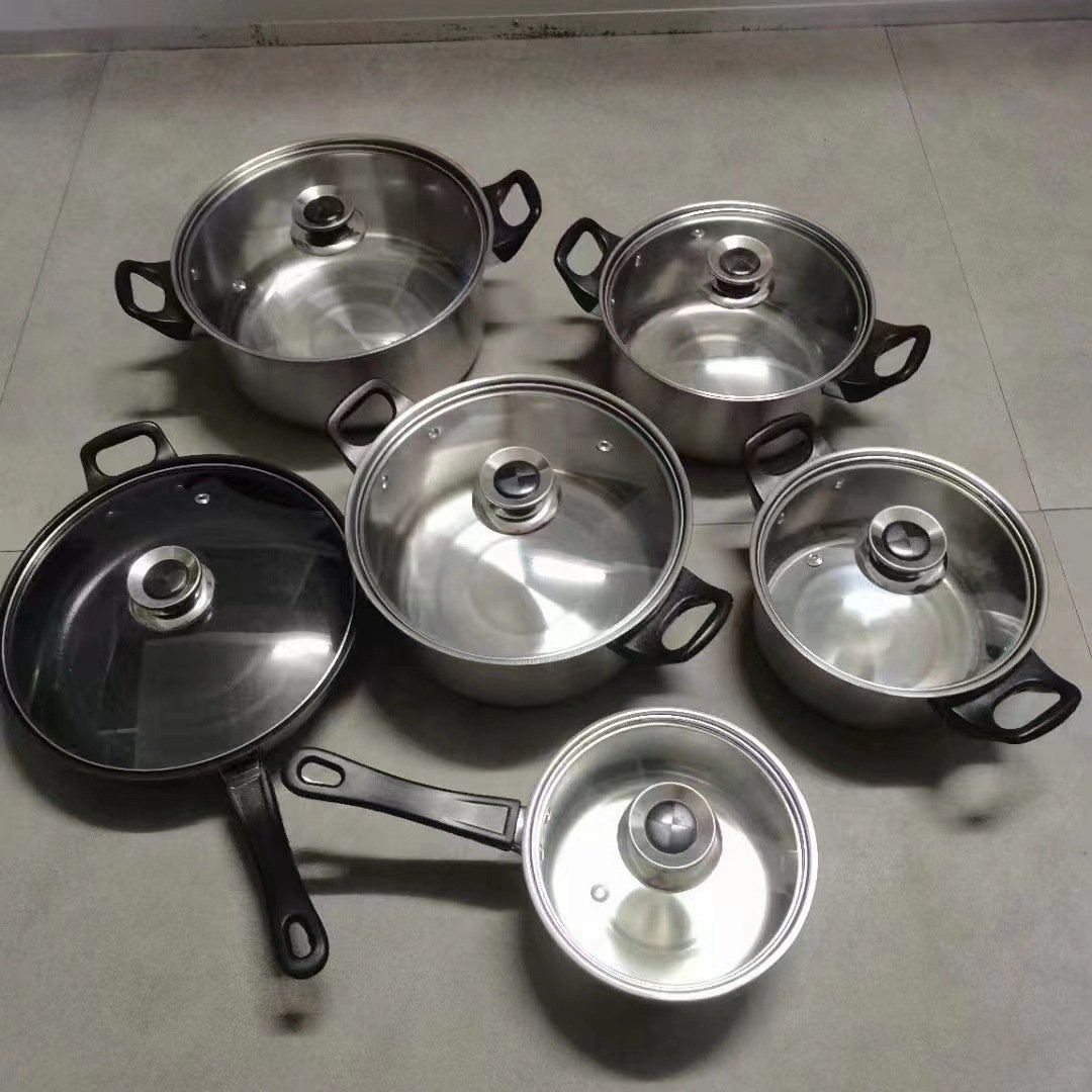 New Design Custom Home Nonstick Cooking Cookware Set Saucepan German Stainless Steel Cookware Sets With Package For House Meal