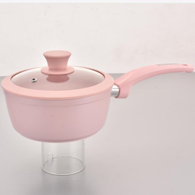 11pcs Pink Cooking Pots and Pans Cookware Set Glass lid with Silicon Knob Non Stick Cookware Set
