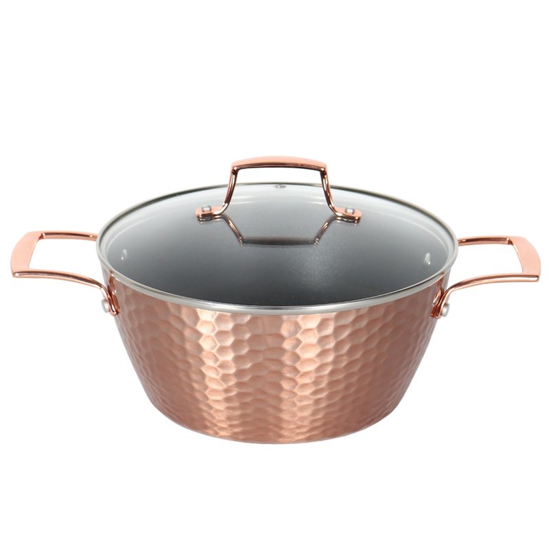 New Style Hammered Copper Non Stick Cookware Set Pot 8 Pieces Copper Cookware Pans and Pots Set