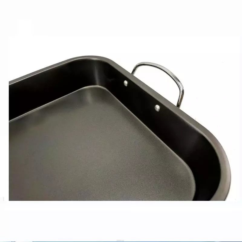 2022 Non Stick Rectangular Deep Turkey Roaster Pan Carbon Steel Roasting Pan With Rack