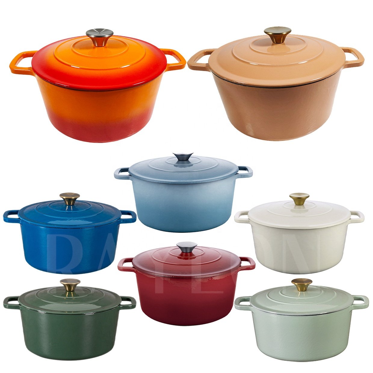 Raylon Ready to Ship 5 L 25 cm Enamel Cast Iron Cookware Dutch Oven Cookware Set