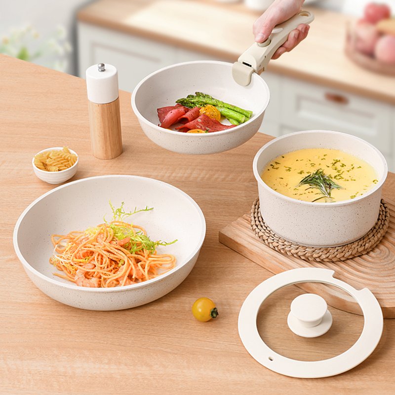 superior quality luxury aluminum die cast kitchen non-stick cookware sets with removable handle coating for cookware set