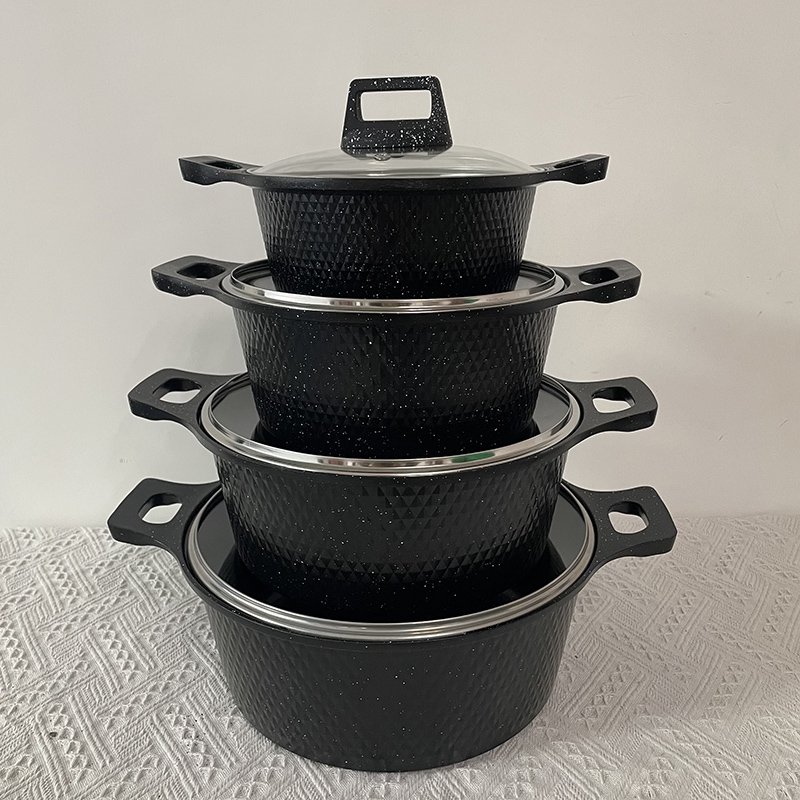 Master Star 17PCS/set Disine Diamond Marble Granite Coating Casseroles& Fry Pan Cast Cookware induction Cooker Spiral
