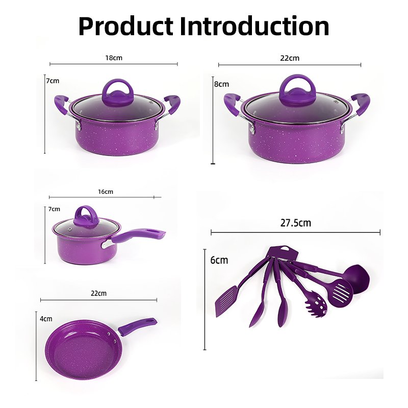 Wholesale Customized 13-Piece Non-stick Multi-functional Soup Cookware Sets Frying Pan Gift with Pots and Pans Set and Lid