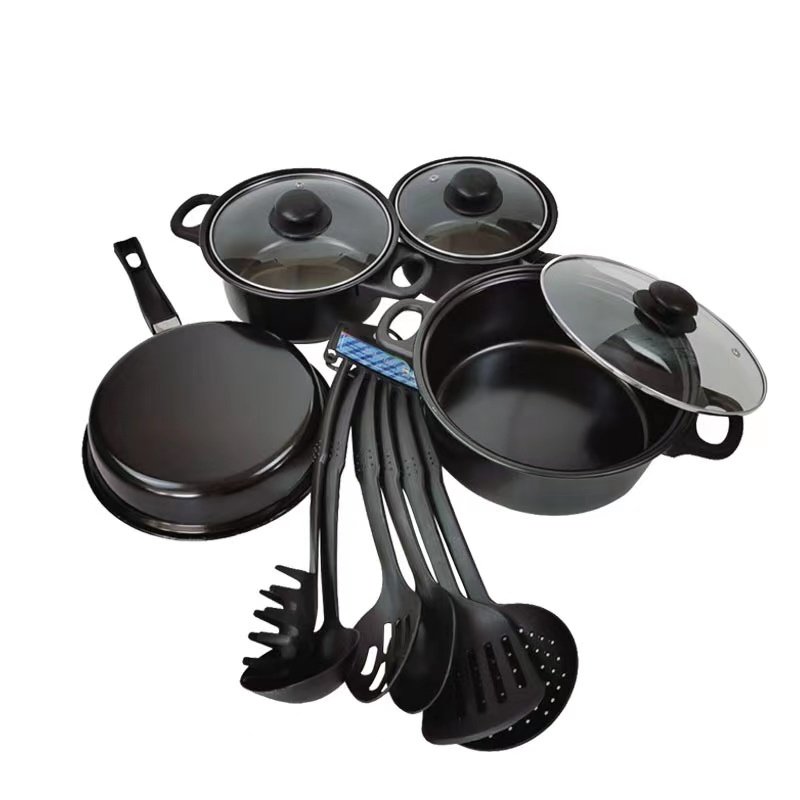 2024 New Sell well 13 Pcs Cheap Kitchen Housewares Non Stick Cookware Set Non Stick Kitchen Pots Cookware Sets