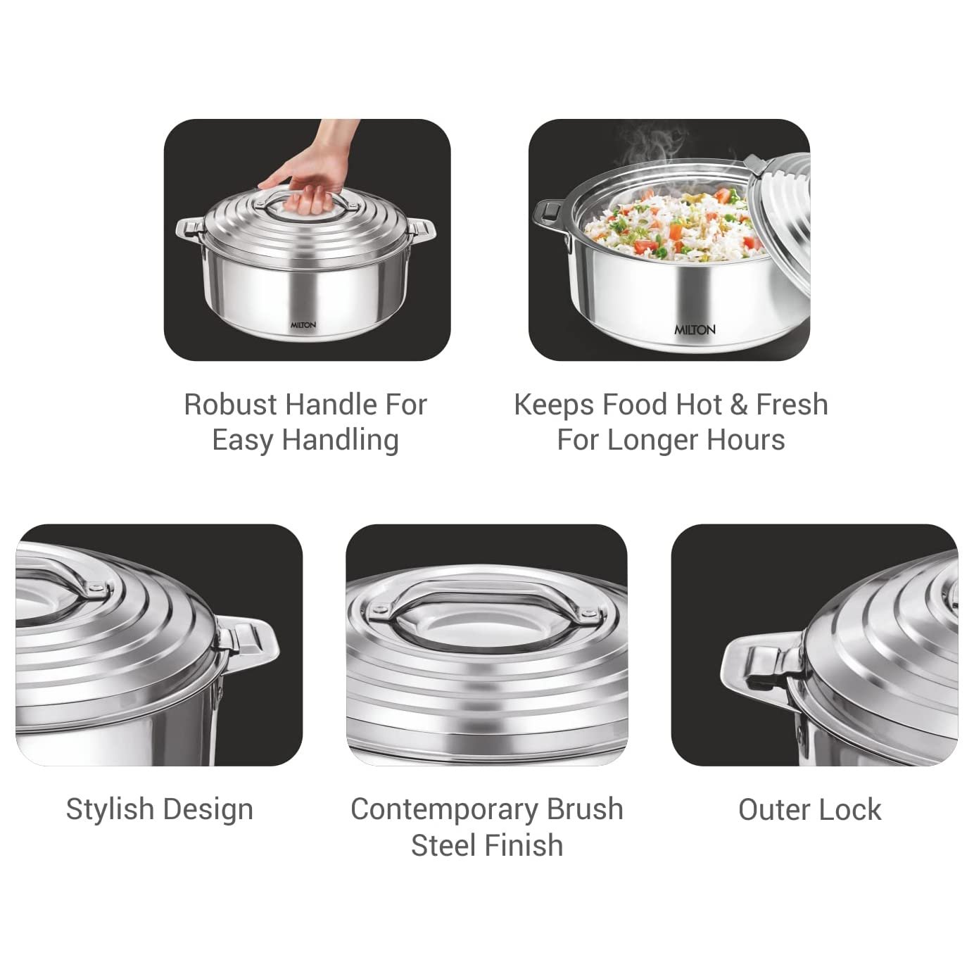 Top Sale Kitchen Cookware Set Customized Logo Stainless Steel Casseroles 3Pcs Food Warmer Hot Pot Set