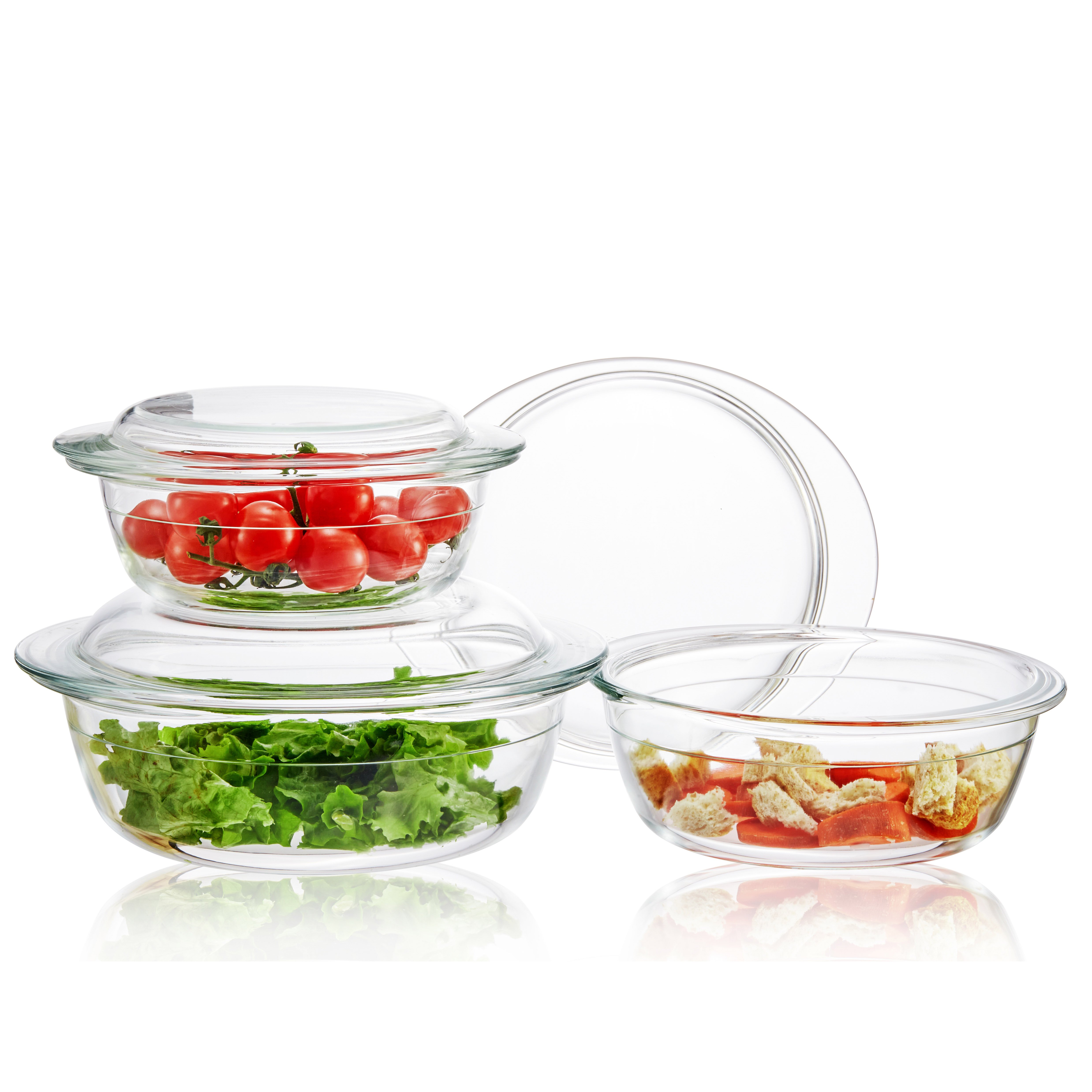 LINUO Hot Seller Casserole Food Dishes With Lids Glass Cookware Set