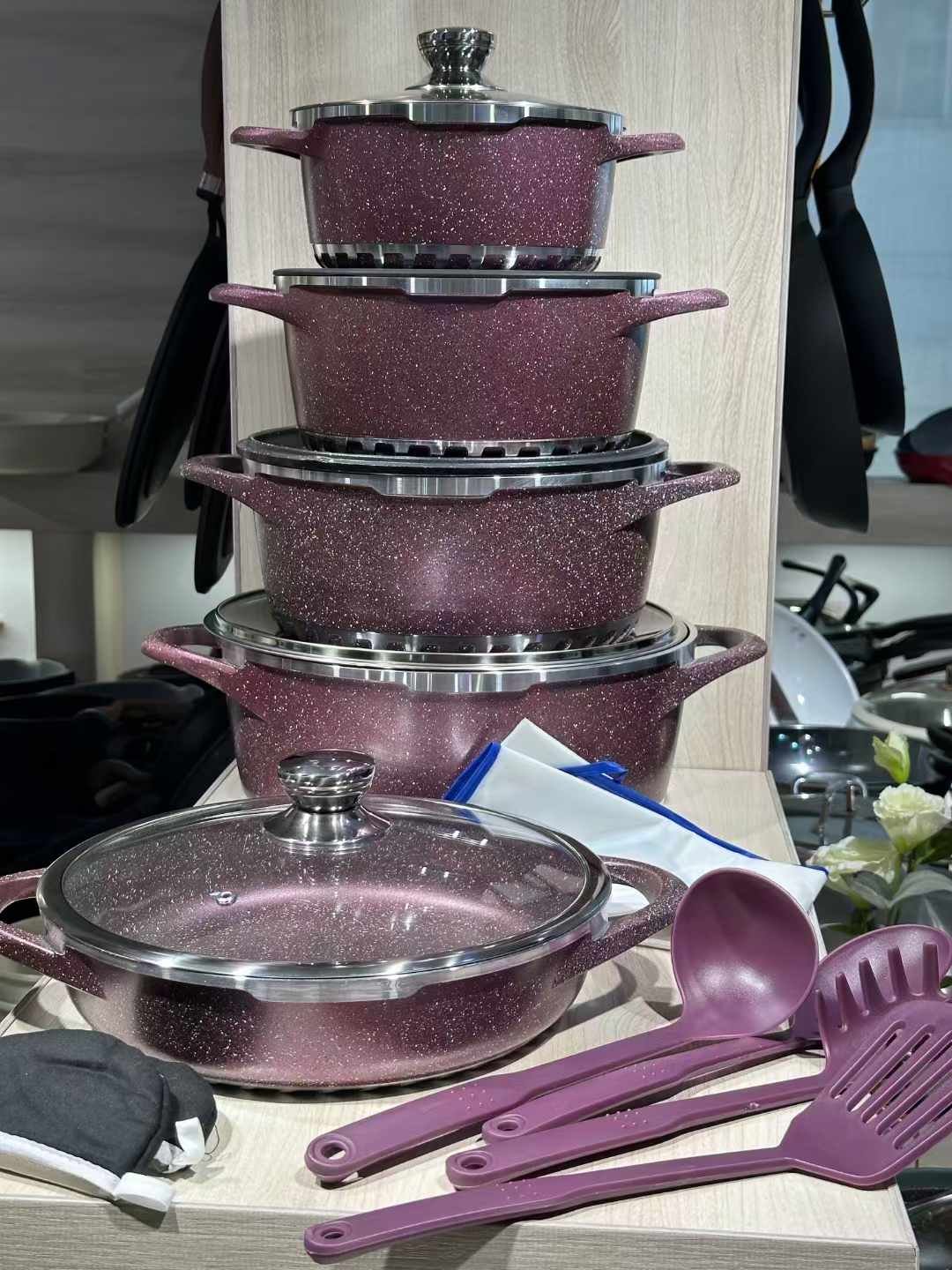 2025 Stainless Steel 10 pcs Sets Casserole Kitchenware Cookware Sets Cooking Pot Set