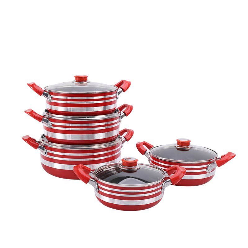 Aluminum Pot Set Non Stick Cookware Set Pot Soup Stock Cooking Customized 5 Pieces OEM LOGO Pans And Wok Set