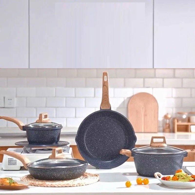 2024 New Design Cookware Sets Non-stick 8-Piece Set Pots and Pans, White and Black