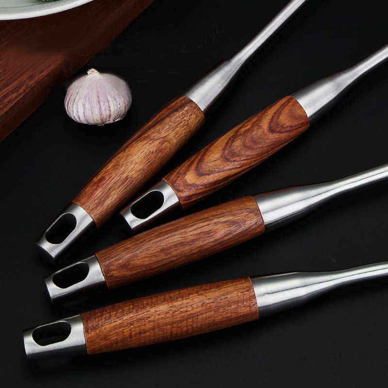 High Quality Stainless Steel 304 Kitchen Utensil Set Of 6pcs Wooden Handle Cookware Set