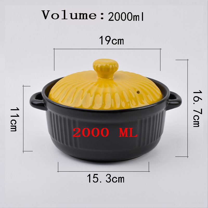 Ceramic heat cooking casserole set with yellow pots cover Kitchen Soup Food Warmer Cookware Sets Home Hot Pot With Lid
