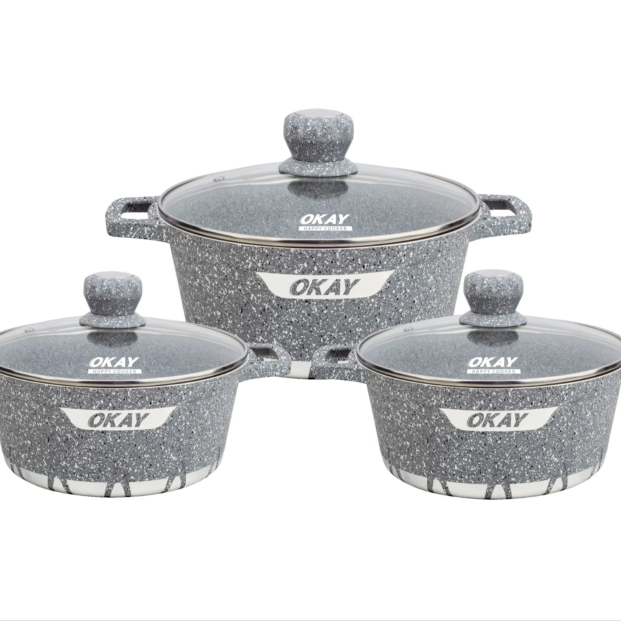 Hot selling Quality Durable Kitchenware granite Non-Stick Bottom 10-Piece Cookware Set for wholesalers
