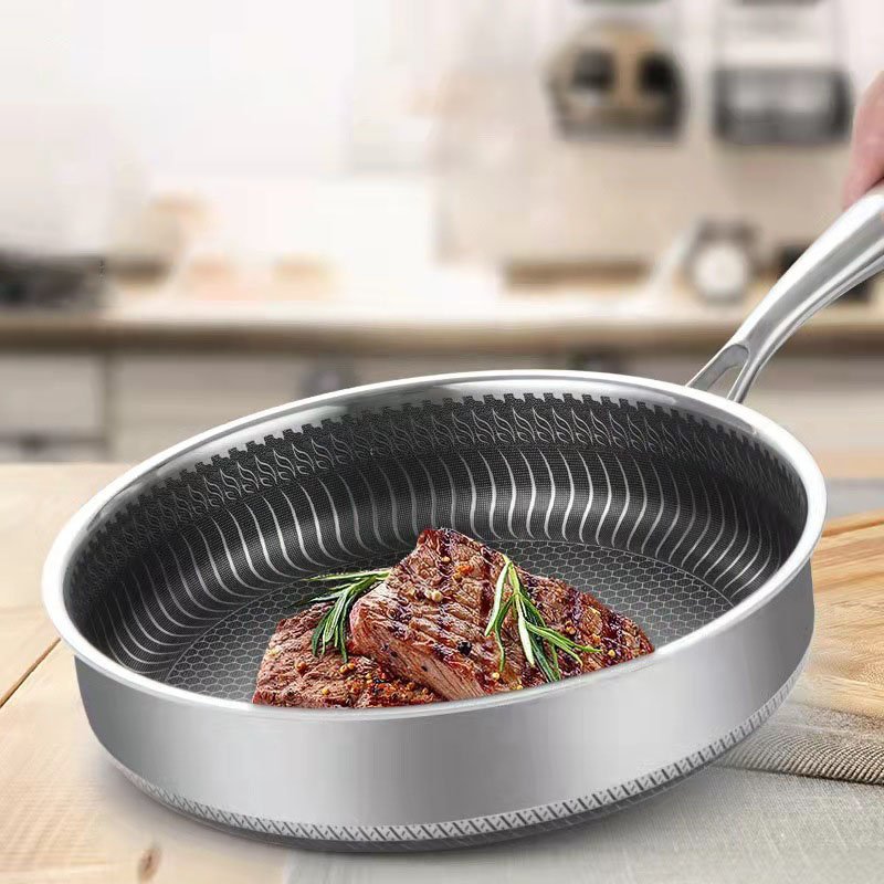 304 3ply Stainless Steel Nonstick Frying Grill Pan Steak Skillet Non Stick Fry Pan