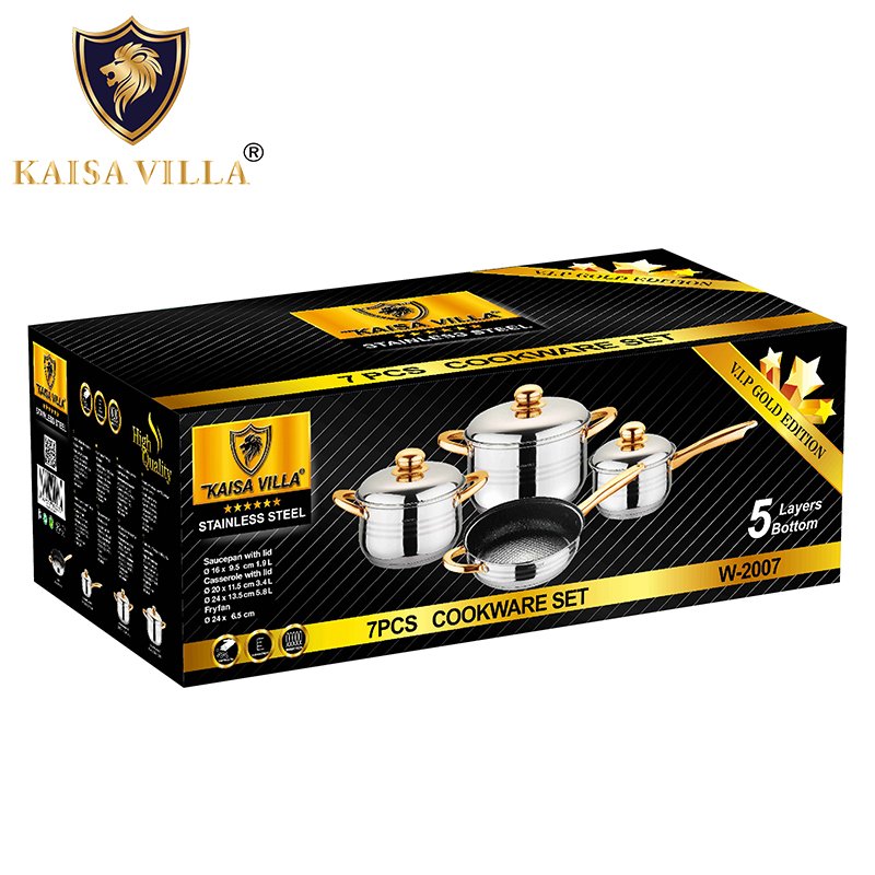 KAISA VILLA W2007 Stainless Steel cookware sets 7pcs Pots Sets kitchen accessories Cooking Pots Set Utensils Pots