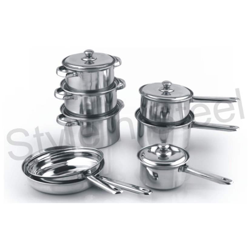 Cooking Cookware Milk Pot Stainless Steel Set Kitchen Metal Packing Double Handle Cookware 10 Pcs Set Stainless Steel