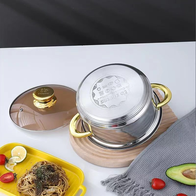 12pcs cookware non stick 304 stainless steel cookware sets aluminium cooking pot soup set