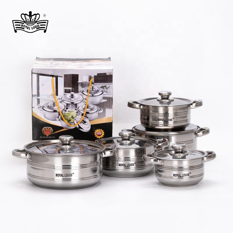 Customizable 10 Pcs Stainless Steel Cookware Set New Jonny Commercial Gift Soup Pot Set With SS Cover Stockpot Kitchen Panela