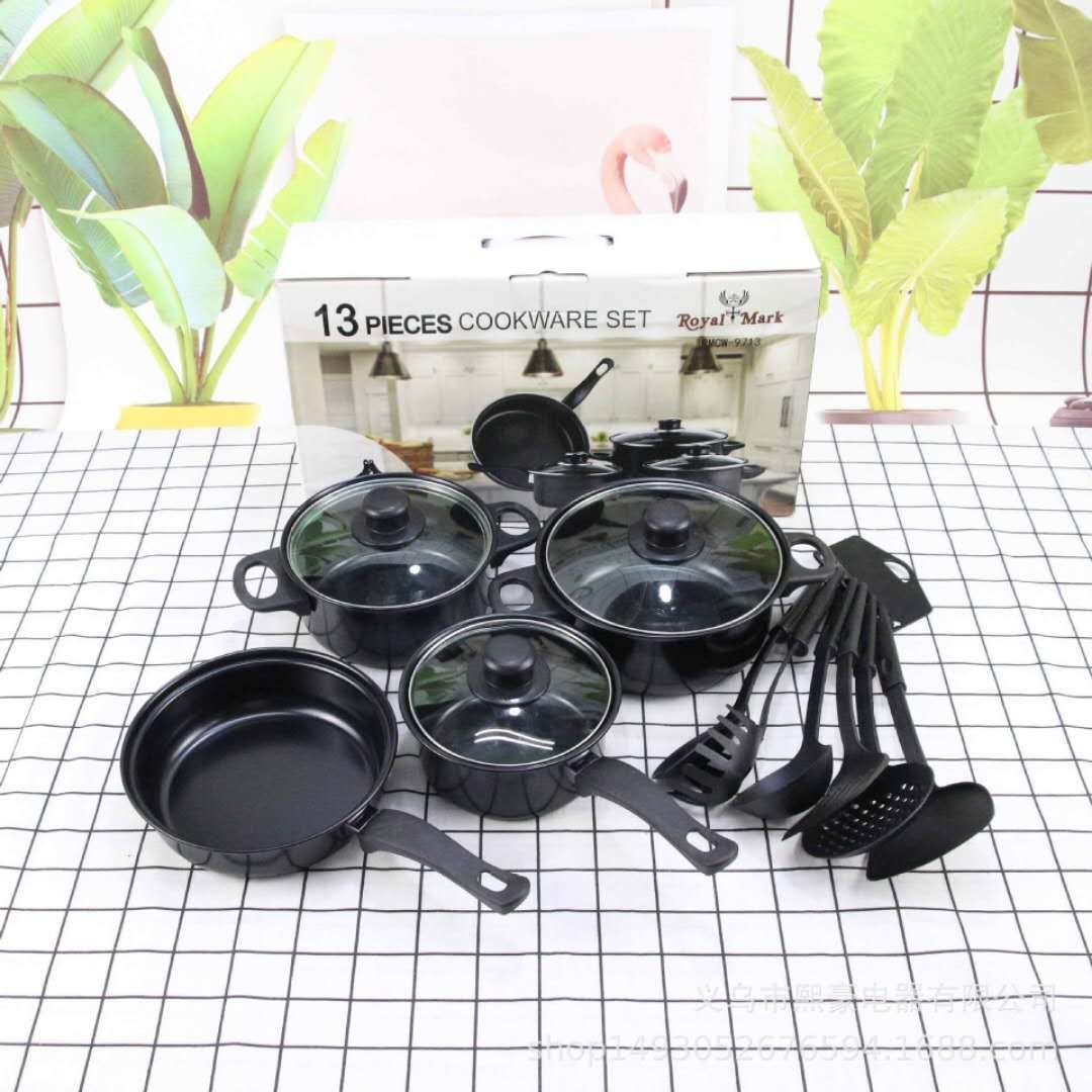 Best Price 13 pcs granite cookware set non stick frying pan aluminum cooking pots and pans set household utensils marble cookwa