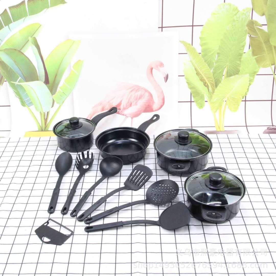 Best Price 13 pcs granite cookware set non stick frying pan aluminum cooking pots and pans set household utensils marble cookwa