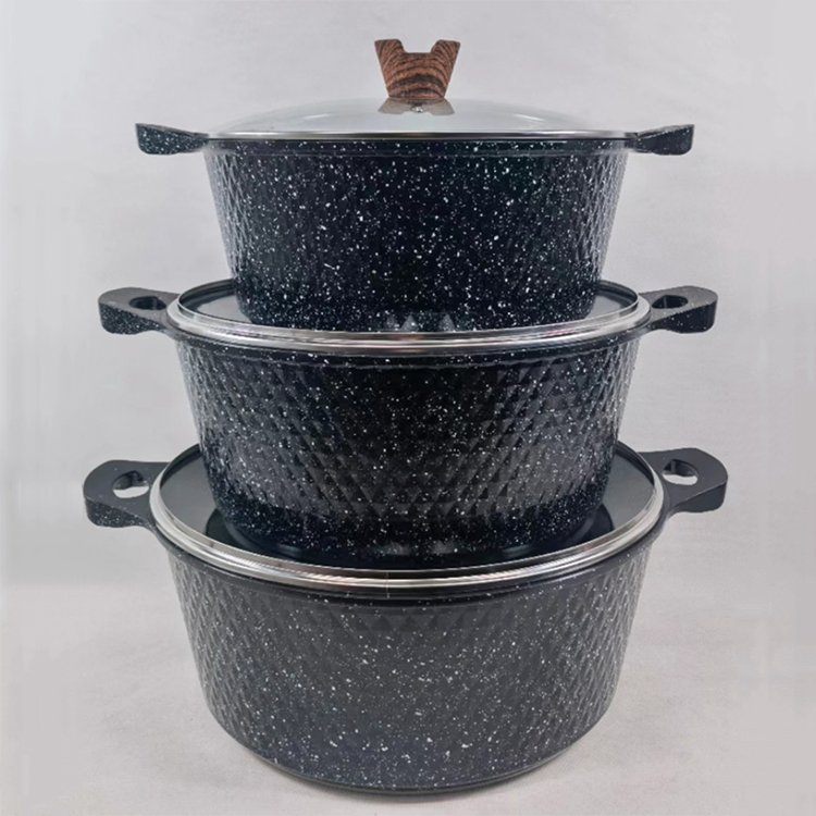 6PCS 32/36/40CM Big Size Pots Set Kitchen Nonstick Marble Coating Cookware Sets Non Stick Aluminum Cooking Pot