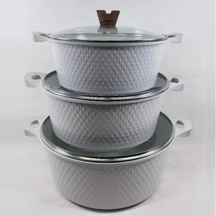 6PCS 32/36/40CM Big Size Pots Set Kitchen Nonstick Marble Coating Cookware Sets Non Stick Aluminum Cooking Pot