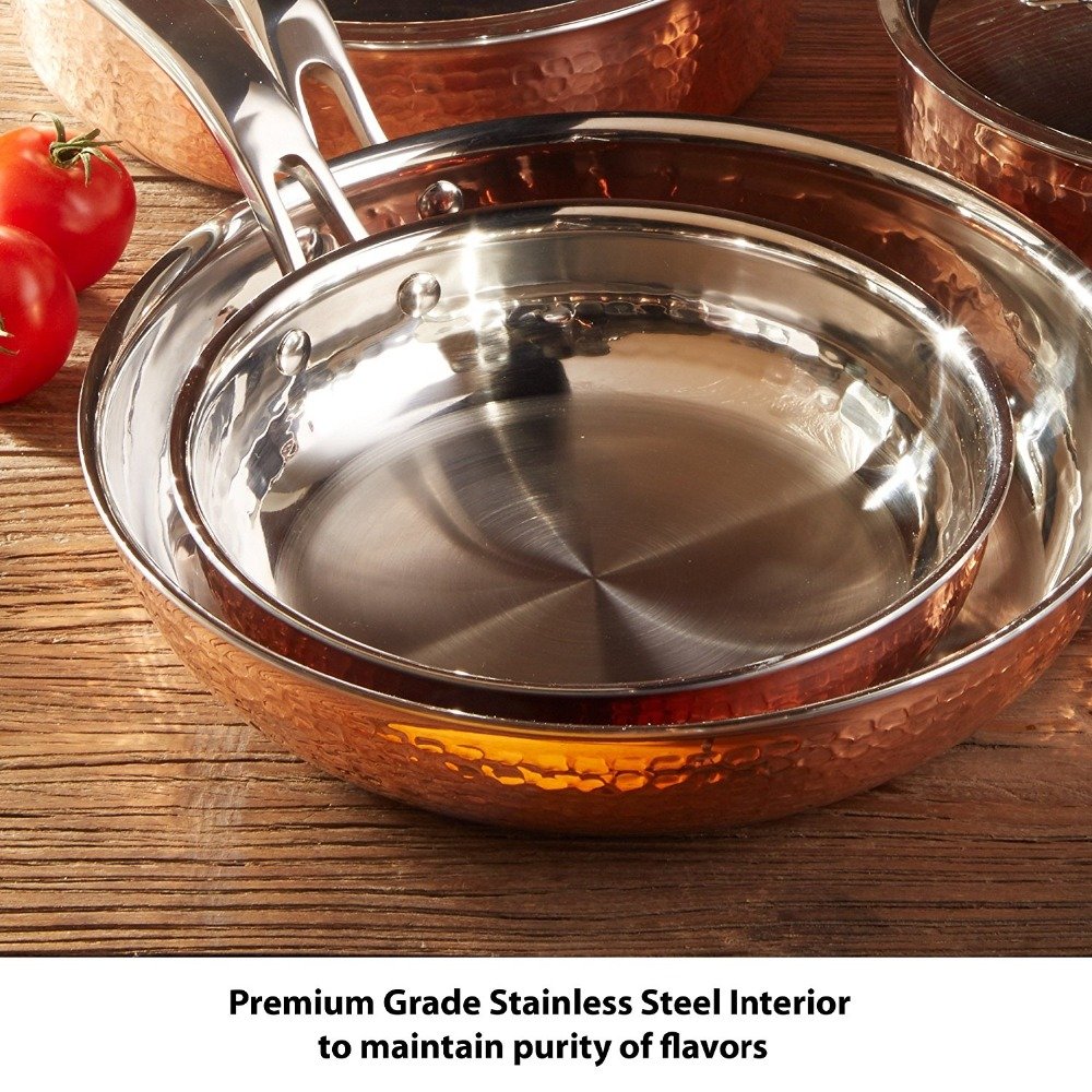 QANA Factory Wholesale OEM High Quality 10pcs Tri-Ply Stainless Steel Cookware Set Induction Hot Pot Cooking Pot Pans Utensils