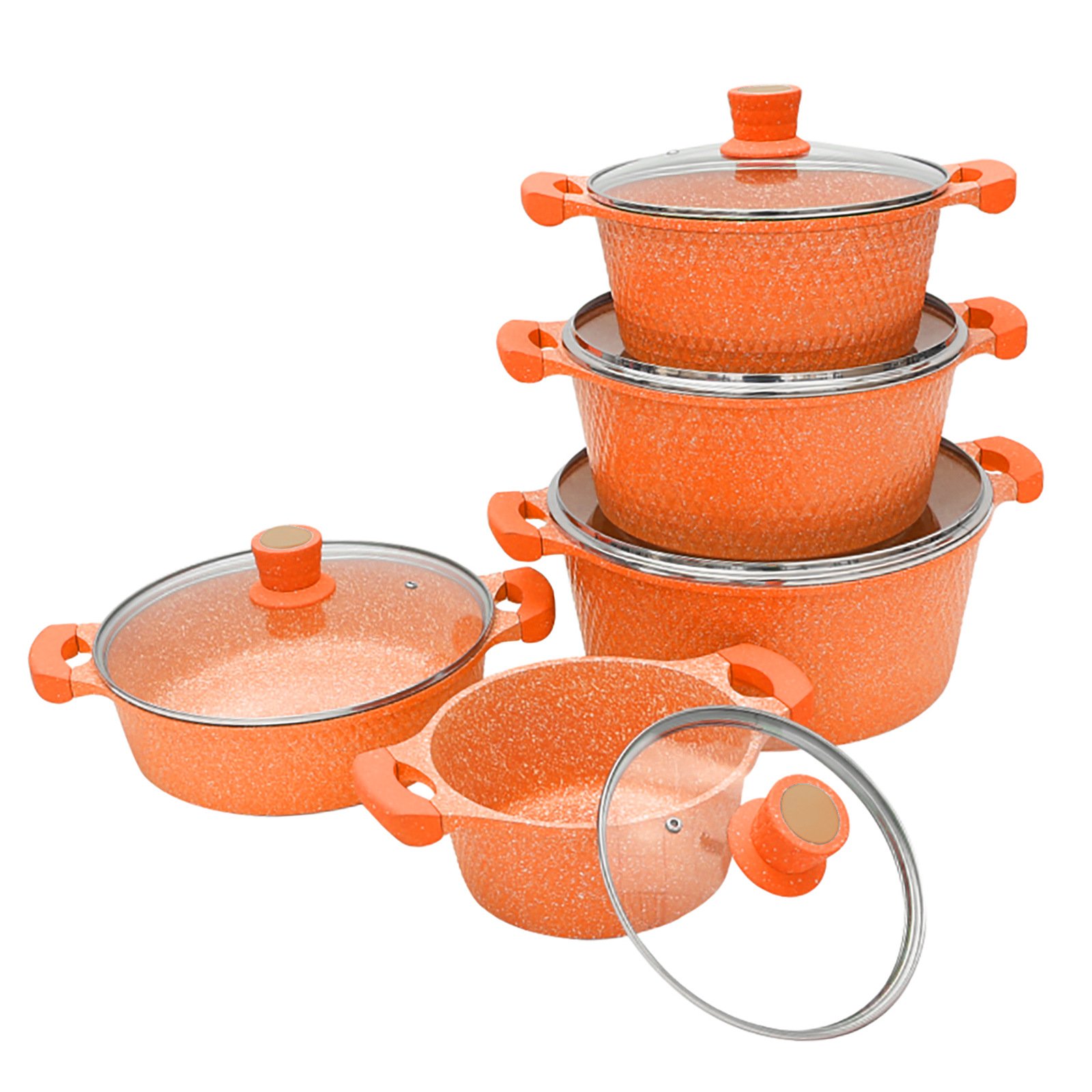 New design forged aluminum cookware set with removable handle silicone lid nonstick fry pan