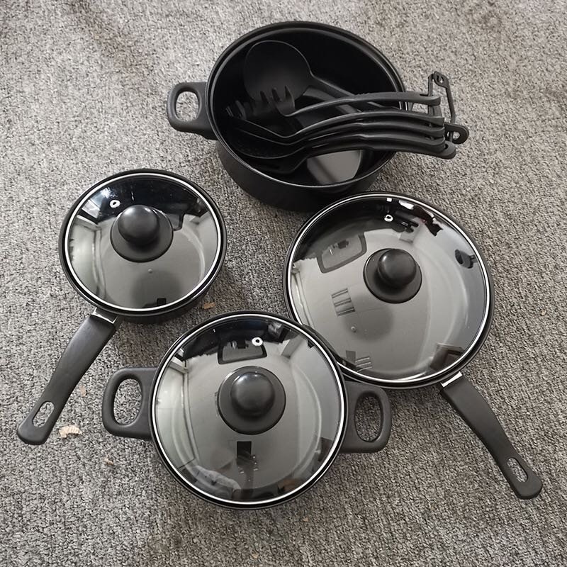 New Design Good Quality Olive Cookware Set Kitchen Television Sets Purple Kitchen Canister Set