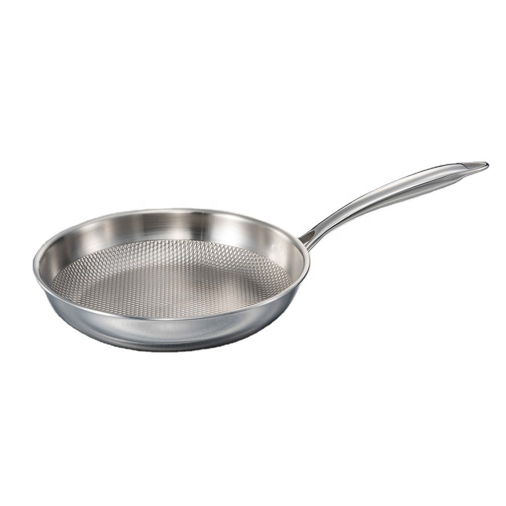 Food Stainless Steel 304 Triply Embossing Non-Stick Fry Pan