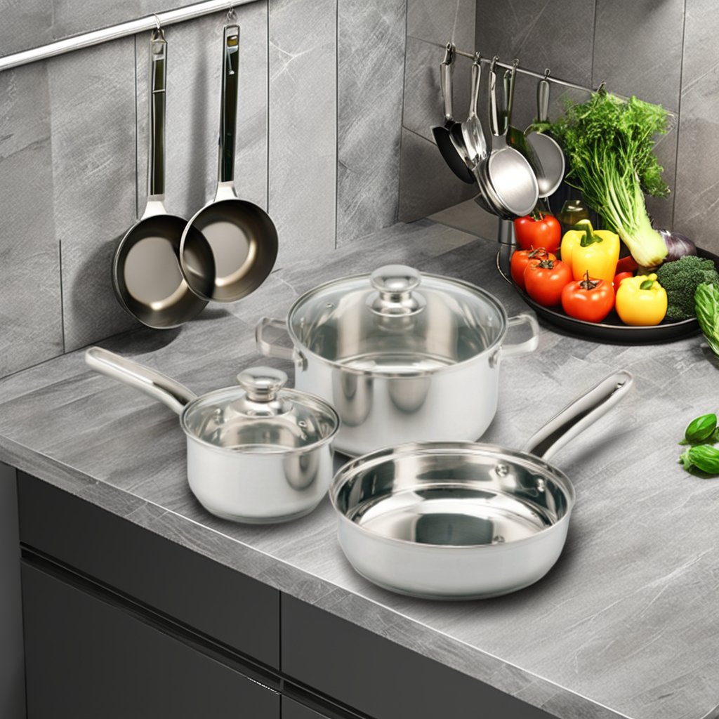 5 pieces stainless steel pot set with wood grain handle detachable, kitchen cooking pot with kettle