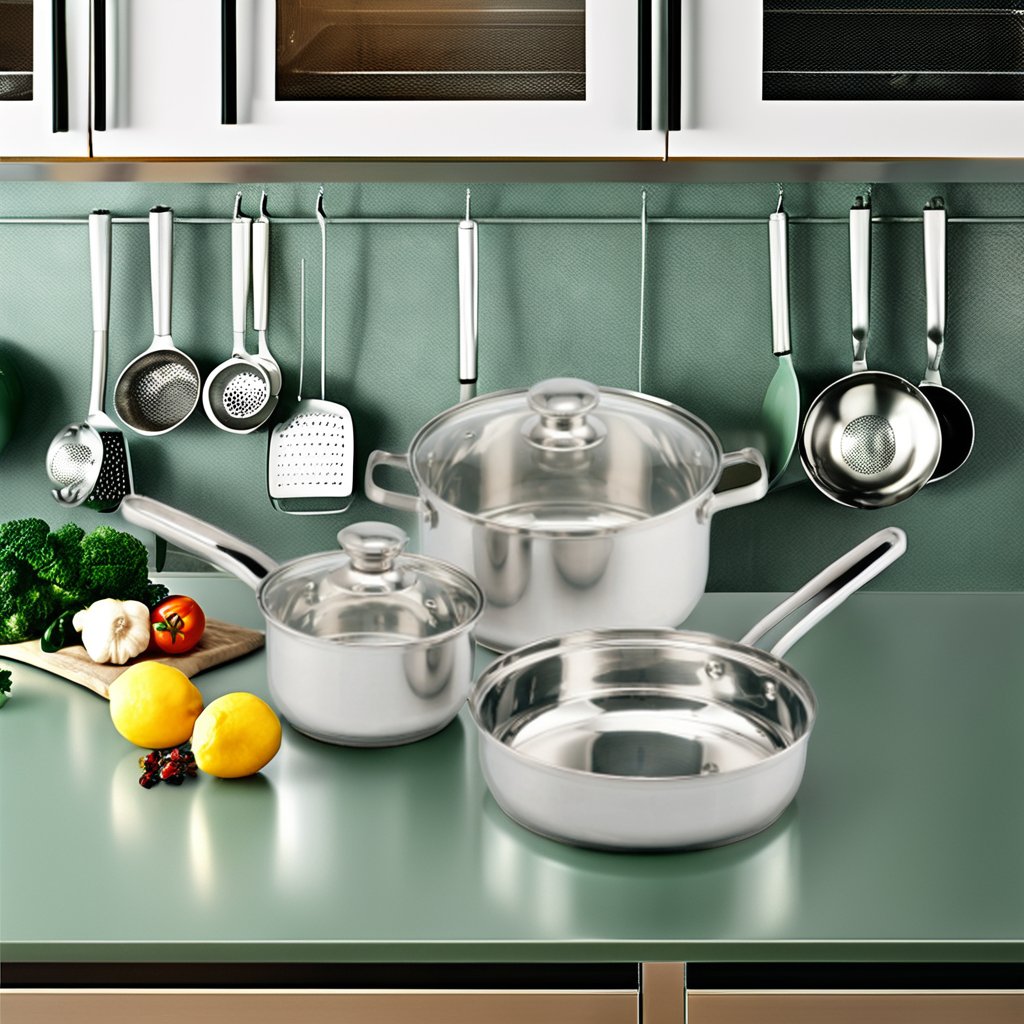 5 pieces stainless steel pot set with wood grain handle detachable, kitchen cooking pot with kettle