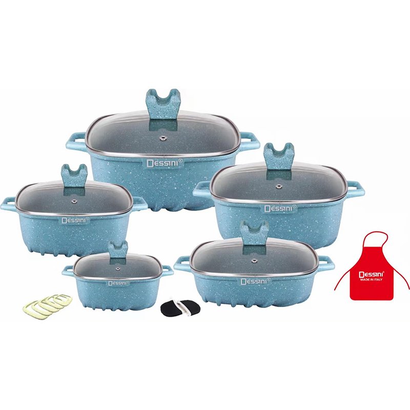 Aluminum Cookware 22PCS Dessini Die Casting Aluminium Nonstick Cooking Pan Pot Granite Cookware Set Non Stick