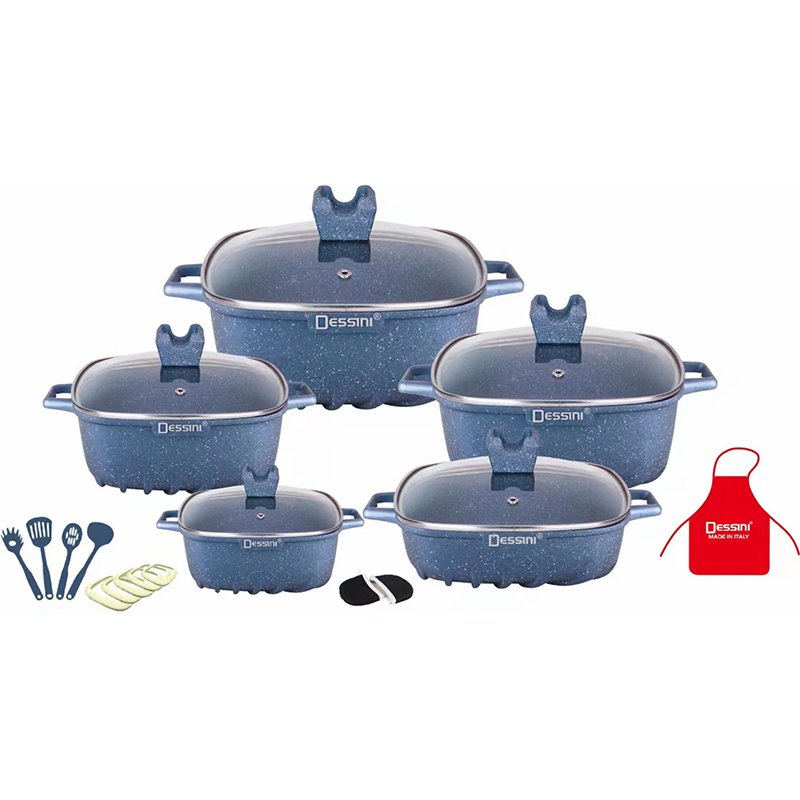 Aluminum Cookware 22PCS Dessini Die Casting Aluminium Nonstick Cooking Pan Pot Granite Cookware Set Non Stick