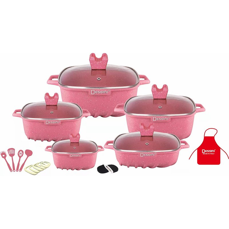 Aluminum Cookware 22PCS Dessini Die Casting Aluminium Nonstick Cooking Pan Pot Granite Cookware Set Non Stick