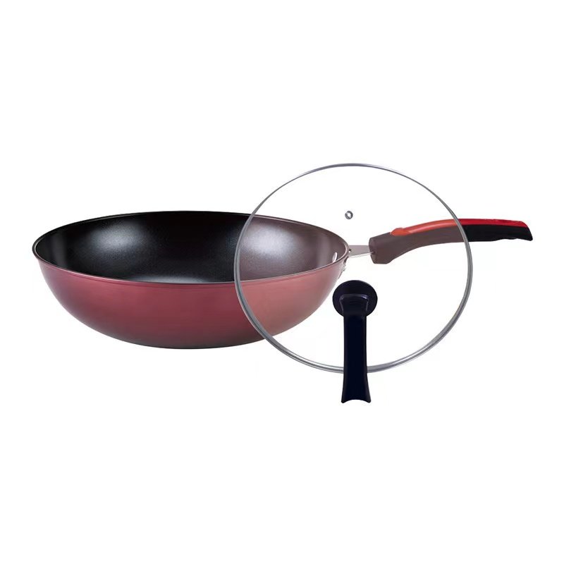 Nonstick Granite Induction Home Kitchen Cast Iron Cooking Cookware 32cm Frying Pans with glass Lids