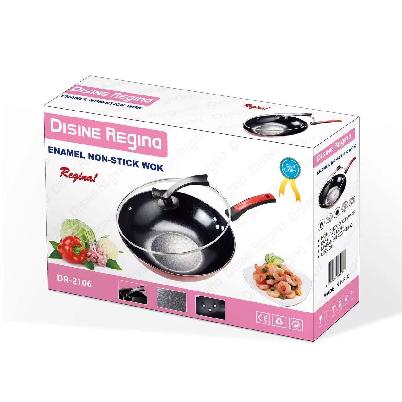 Nonstick Granite Induction Home Kitchen Cast Iron Cooking Cookware 32cm Frying Pans with glass Lids