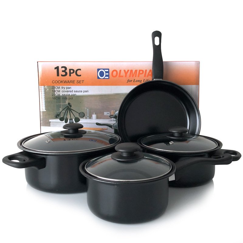 Hot Wholesale 13-Piece Nonstick Cookware Set Modern Design Stock Pot Stew Pan Frying Pan Iron Kitchen Cookware