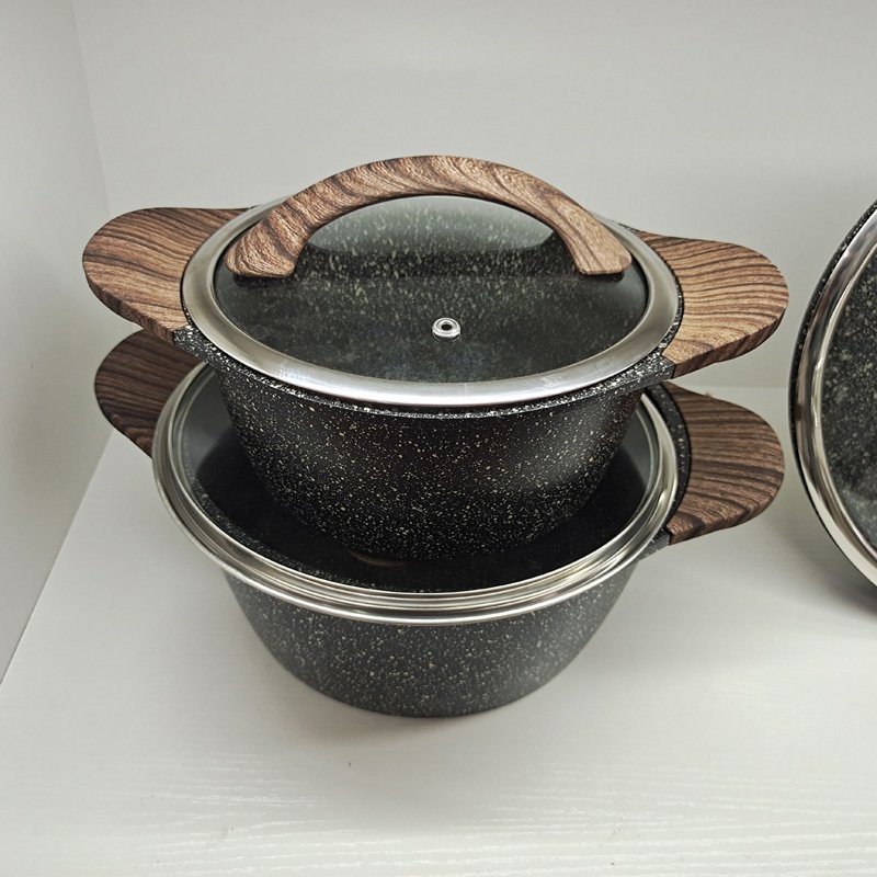 New Design Granite Pot Cookware Set Commercial Marble Nonstick Kitchenware Cookware Set
