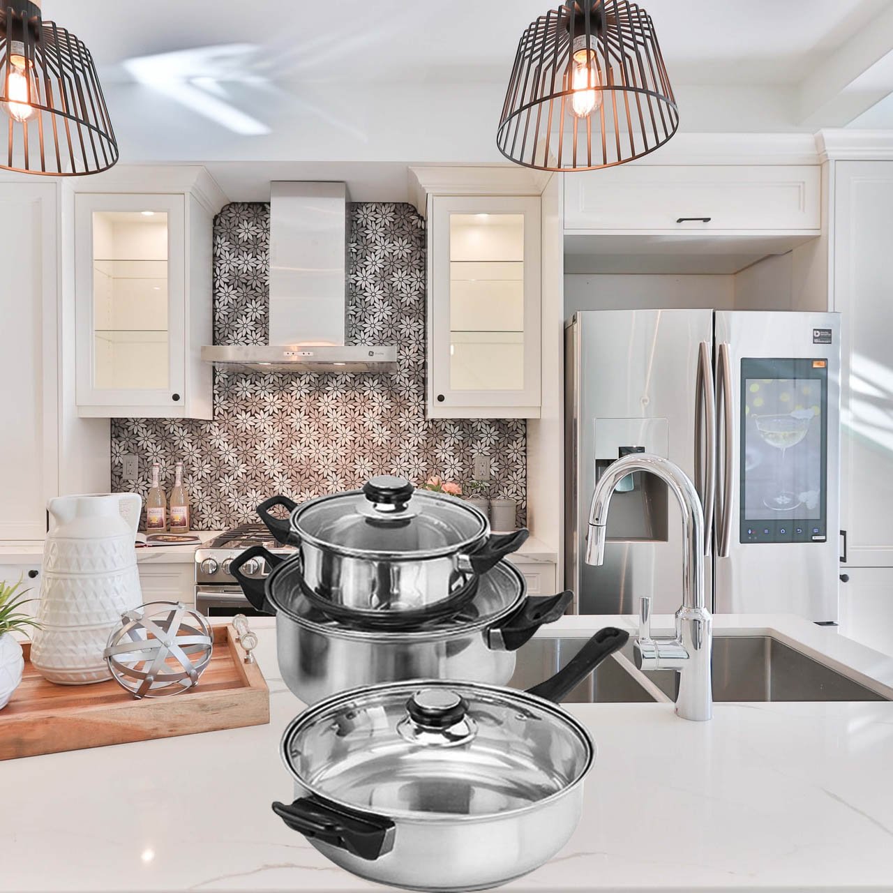 6Pcs stainless steel cookware sets Cooking Pots for Cooking Tool Kitchen Utensils Kitchen Accessories