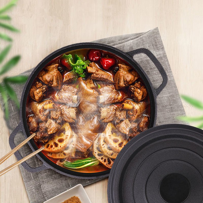 wholesale Non-stick Stockpot Black round European bread pan cast iron casserole 28/32/40cm deepened large Dutch oven with lid