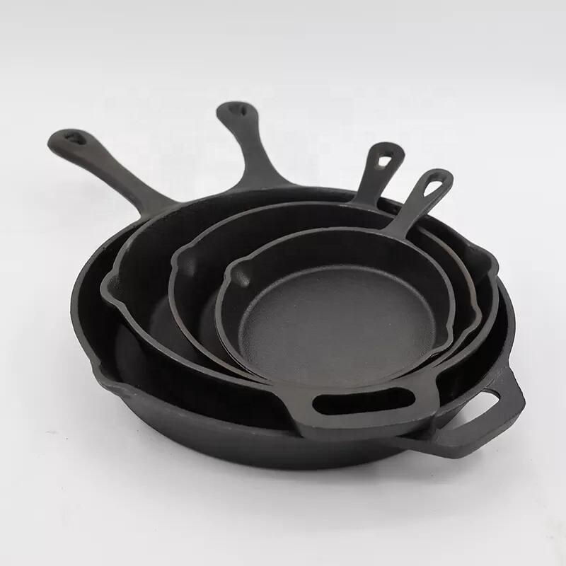 Wholesale cast iron cooking pot nonstick Skillet stir Frying Saute Pans 3pcs Fry pan set cookware set
