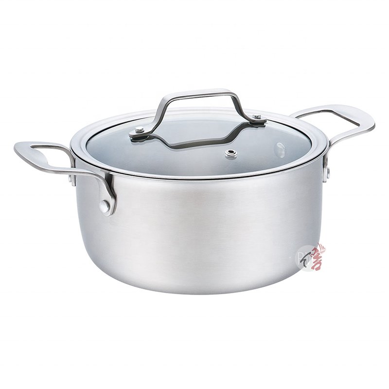 Wholesale High Quality 7 pcs Nonstick Kitchen Pots And Pans Tri-ply Stainless Steel Cookware Set