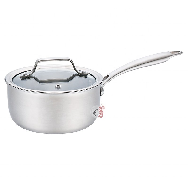 Wholesale High Quality 7 pcs Nonstick Kitchen Pots And Pans Tri-ply Stainless Steel Cookware Set