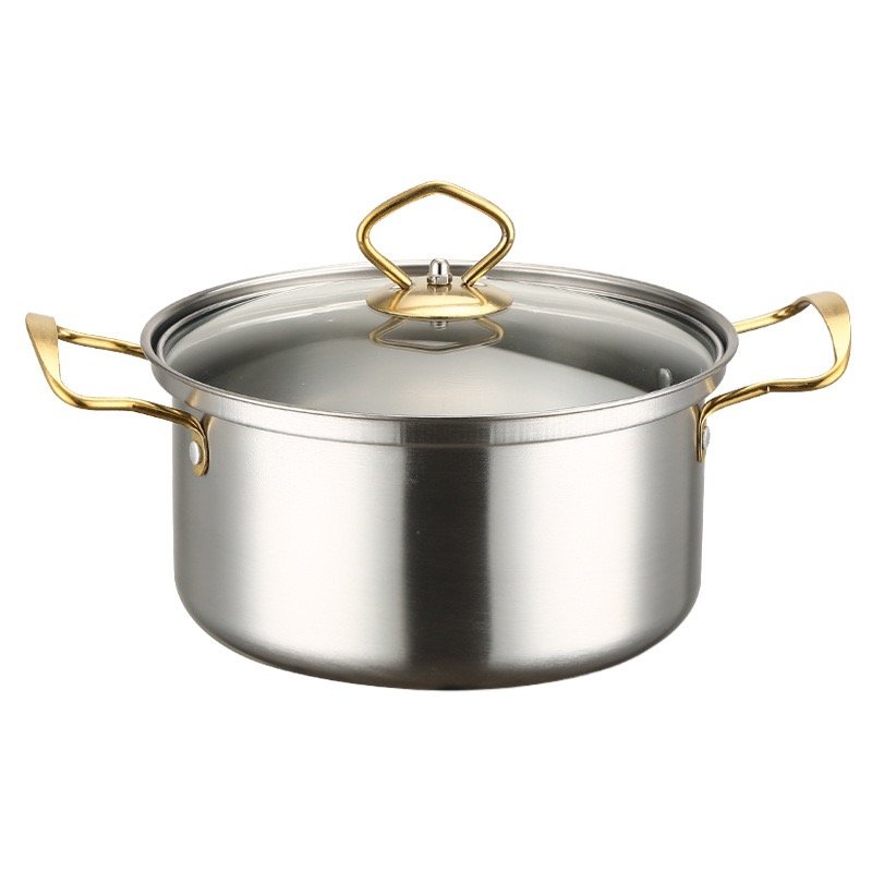 10 Piece Wholesale Kitchen Ware Stock Pot gold handle Stainless Steel Cooking soup Pot Cookware Set