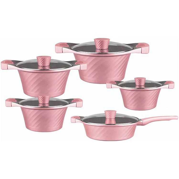 10PCS Cookingware set Non Stick Cooking Pot Casserole Die Cast Aluminum Cookware Set with Non-stick Granite Coating